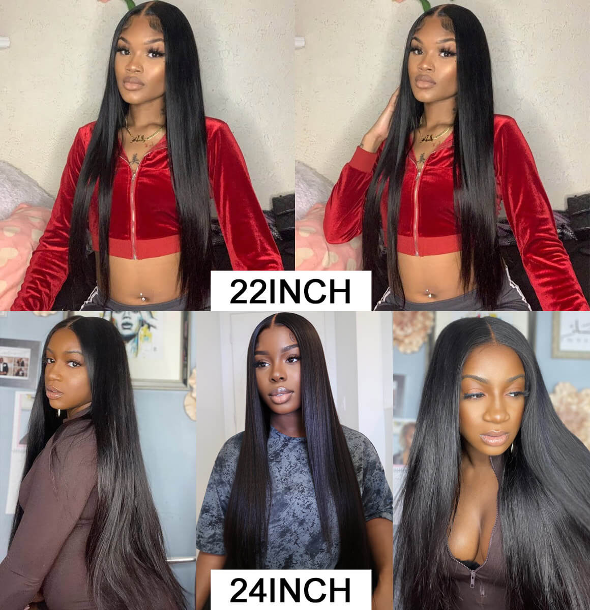 13X4 Lace Frontal Wig 200% Density Straight  Human Hair Wig 16-40 Inch #1B Natural Color