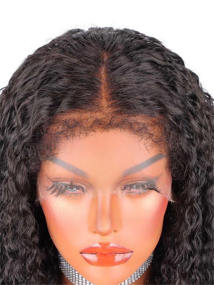 Summer Pixie Wig 150% Density 4C Deep Curly Human Hair Wig 16-24 Inch #1B Natural Color