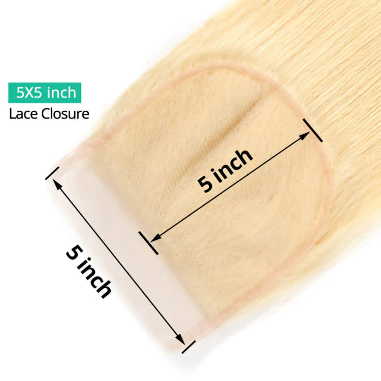 5X5 Lace Closure Straight Swiss Lace #613 Blonde 8-22inch 100% Virgin Human Hair