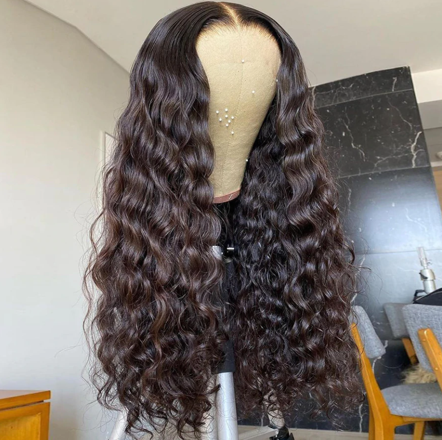 13X4 Lace Frontal Wig 180% Density Deep Curly  Human Hair Wig 16-40 Inch #1B Natural Color