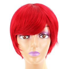 Summer Pixie Wig 150% Density Straight Human Hair Wig 6 Inch #Red Color U8054