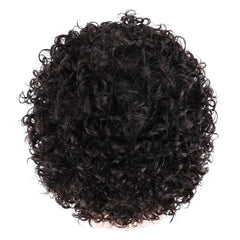 Summer Pixie Wig 150% Density Curly Human Hair Wig 6 Inch #1B Natural Color U8154