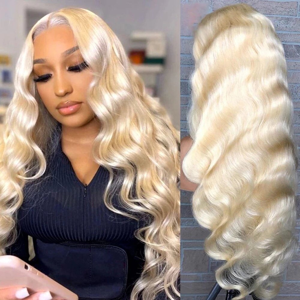 13X4 Lace Frontal Wig 150% Density All Textures Human Hair Wig 16-28 Inch #613 Blonde
