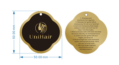 UniHair Special Shaped Customizable Die Cut Coated Paper Tags for Human Hair Wigs