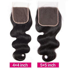 5X5 Lace Closure Body Wave Swiss Lace #1B Natural Black 10-20inch 100% Virgin Human Hair