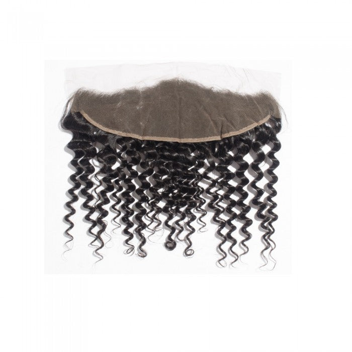 13X4 Lace Frontal Deep Curly Swiss Lace #1B Natural Black 8-20inch 100% Virgin Human Hair