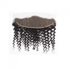 13X4 Lace Frontal Deep Curly Swiss Lace #1B Natural Black 8-20inch 100% Virgin Human Hair