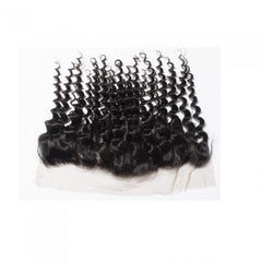 13X4 Lace Frontal Deep Curly Swiss Lace #1B Natural Black 8-20inch 100% Virgin Human Hair