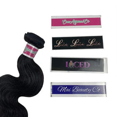 Custom Label Sticker Self Adhesive Coating hair bundle wraps custom logo