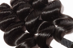 10A Loose Wave Raw Virgin Hair Bundles #1B Natural Black 10-30inch All Cuticles Intact And Aligned