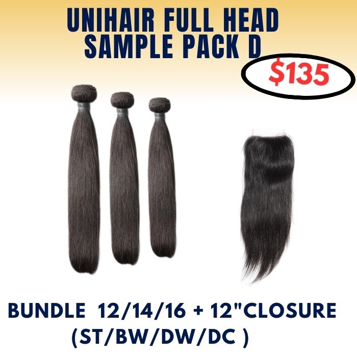 Unihair 10A Virgin Hair Full Head Sample Pack D -Free Shipping