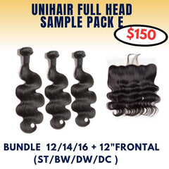 Unihair 10A Virgin Hair Full Head Sample Pack E -Free Shipping