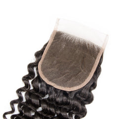 4X4 Lace Closure Deep Curly Swiss Lace #1B Natural Black 8-20inch 100% Virgin Human Hair