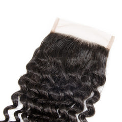 4X4 Lace Closure Deep Curly Swiss Lace #1B Natural Black 8-20inch 100% Virgin Human Hair